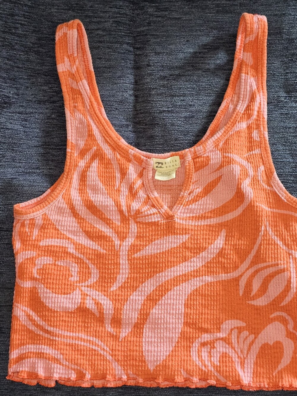 Billabong Small "Vintage Coral" Notch Knit Crop Tank Top